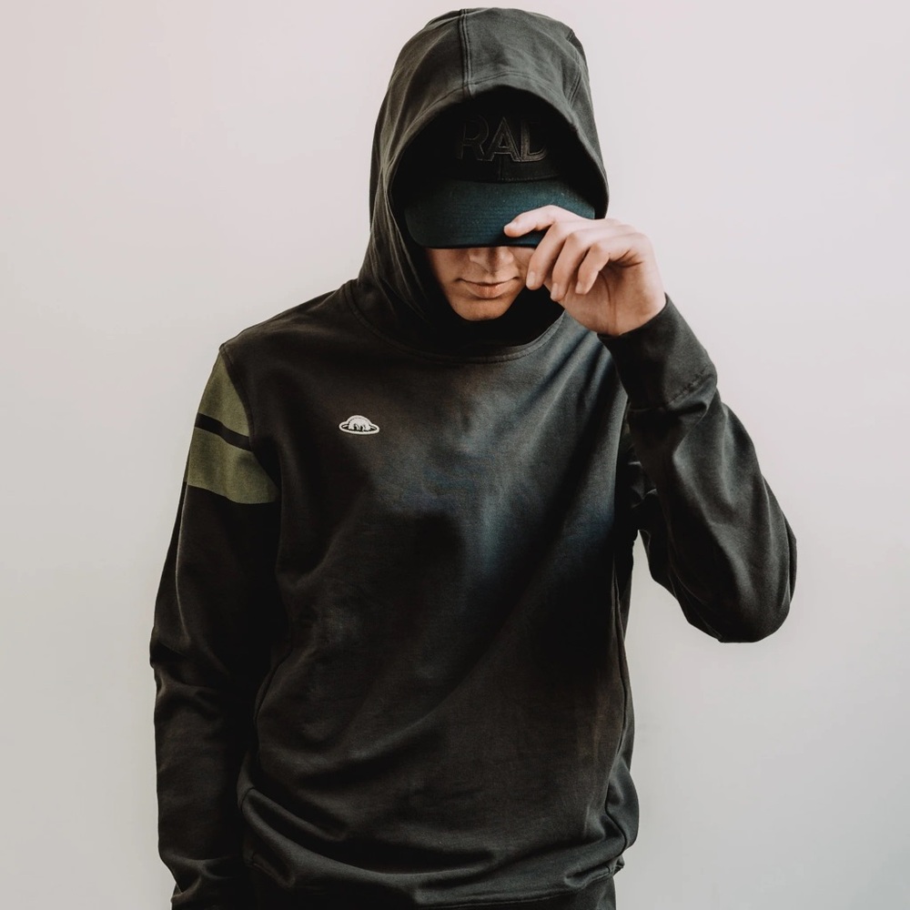 Higgins cap stripe hoodie blue graphite/caper